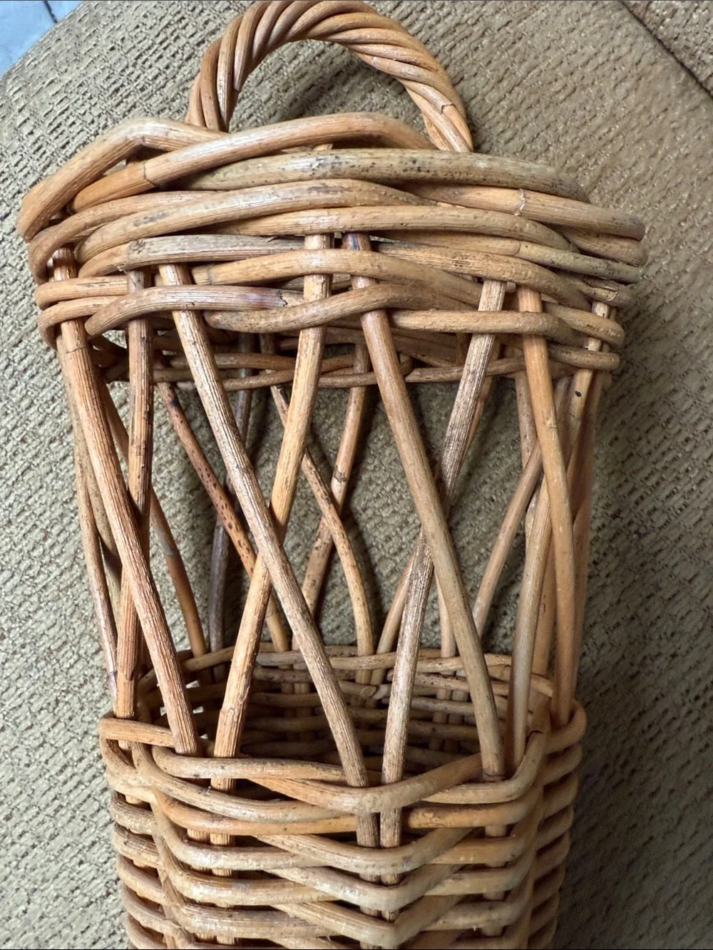Woven Natural Rattan Wall Pocket - Brown